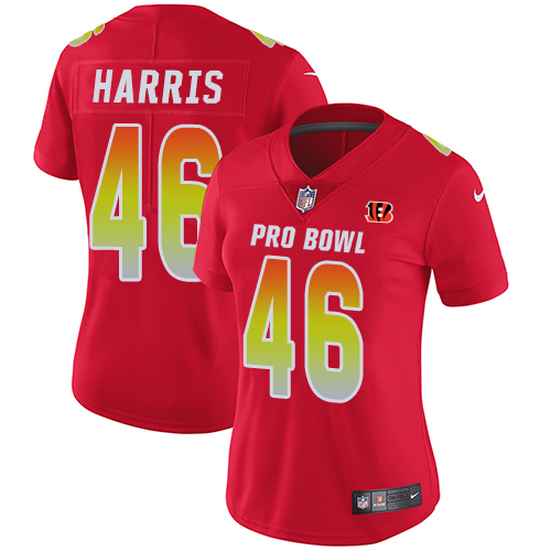 Nike Bengals #46 Clark Harris Red Women's Stitched NFL Limited AFC 2018 Pro Bowl Jersey